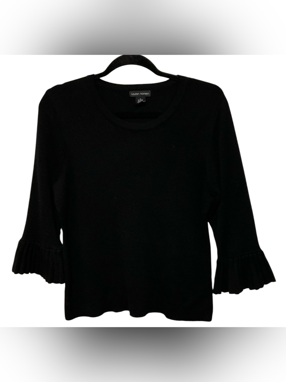 Lauren Hansen Black Ruffle Sleeve Sweater – Medium